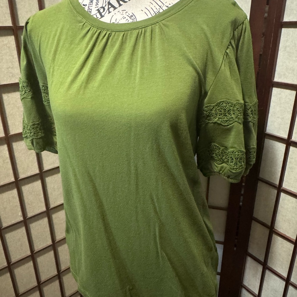 Workshop Republic Clothing Olive Lace Sleeve Top